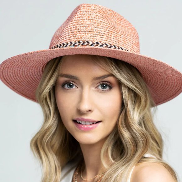Blush Pink Braided Band Panama Hat - Picture 4 of 7